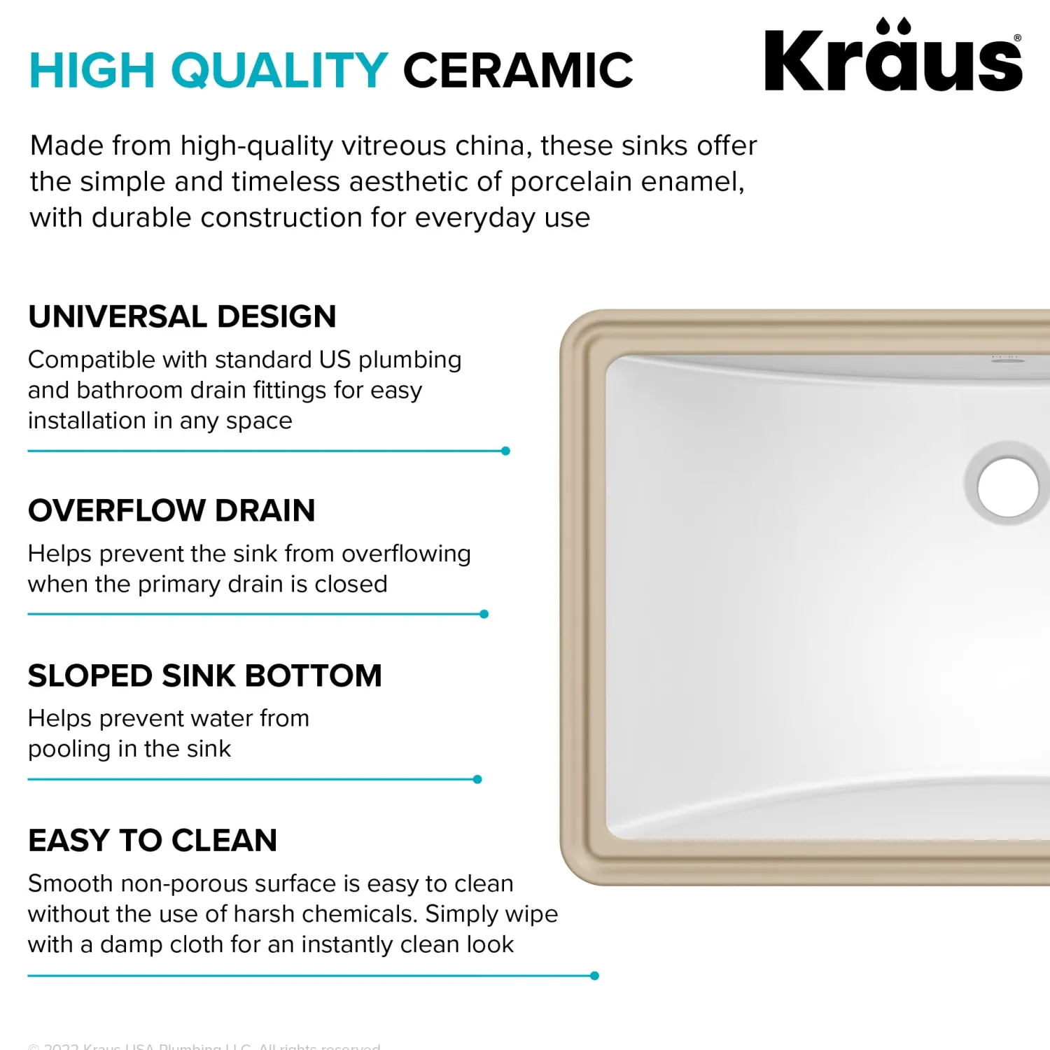 Discount Elavo 23" Rectangular Porcelain Undermount Bathroom Sink in White Undermount