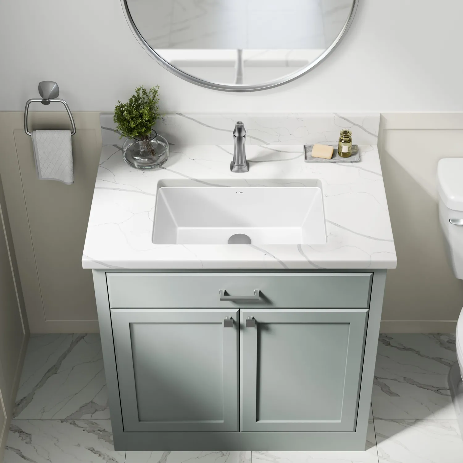Elavo 21-1/8" Rectangular Porcelain Undermount Bathroom Sink in White Undermount