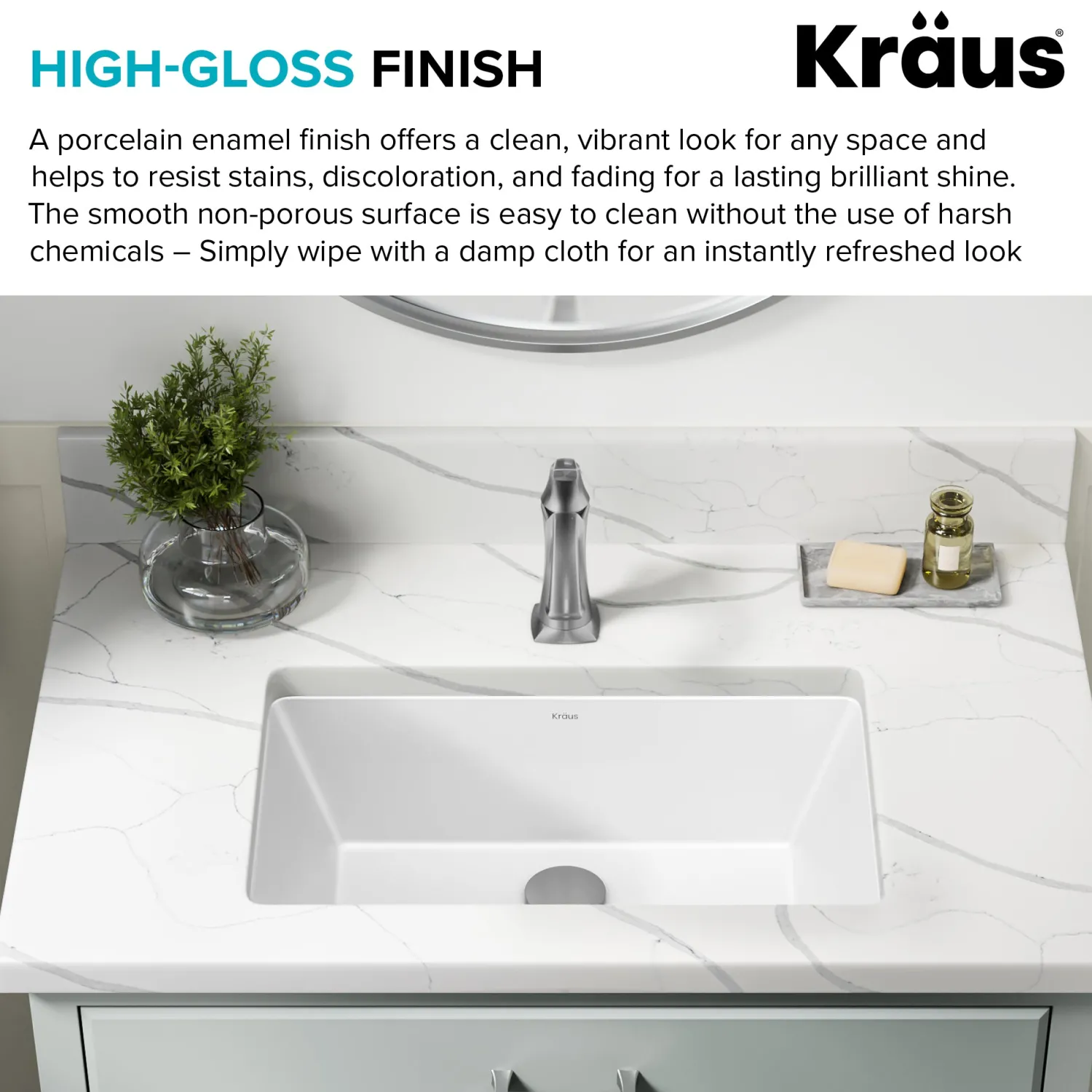 Elavo 21-1/8" Rectangular Porcelain Undermount Bathroom Sink in White Undermount