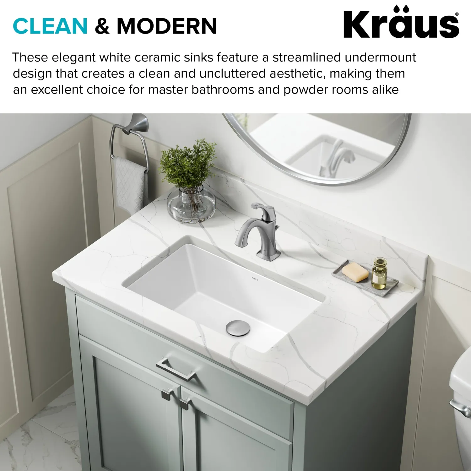 Elavo 21-1/8" Rectangular Porcelain Undermount Bathroom Sink in White Undermount