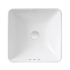 Clearance Elavo Series Square Ceramic Semi-Recessed Bathroom Sink in White with Overflow Semi-Recessed Sinks