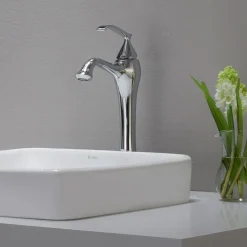 Clearance Elavo Series Square Ceramic Semi-Recessed Bathroom Sink in White with Overflow Semi-Recessed Sinks