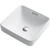 Best Elavo Series Square Ceramic Semi-Recessed Bathroom Sink in White with Overflow Semi-Recessed Sinks