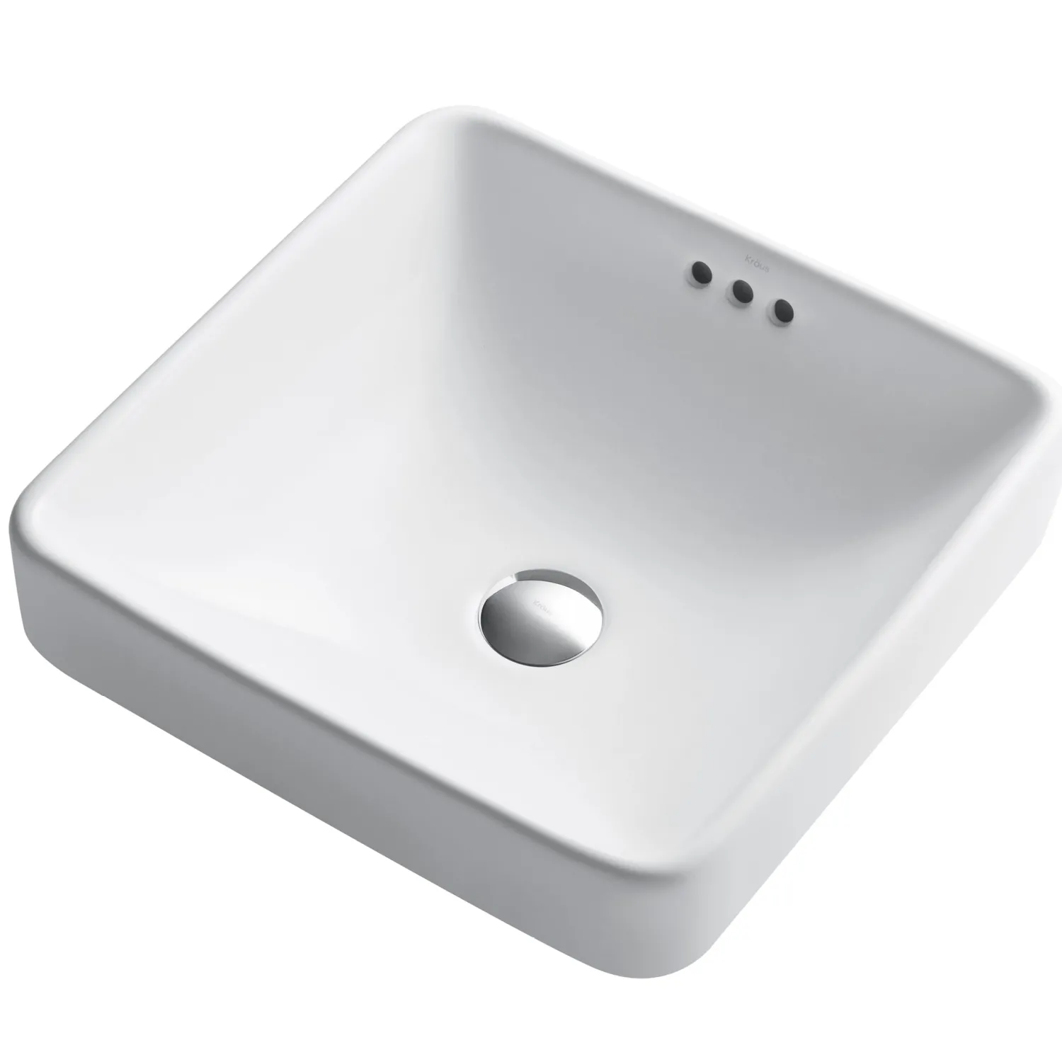 Best Elavo Series Square Ceramic Semi-Recessed Bathroom Sink in White with Overflow Semi-Recessed Sinks