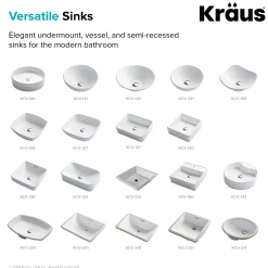 Best Elavo Series Square Ceramic Semi-Recessed Bathroom Sink in White with Overflow Semi-Recessed Sinks