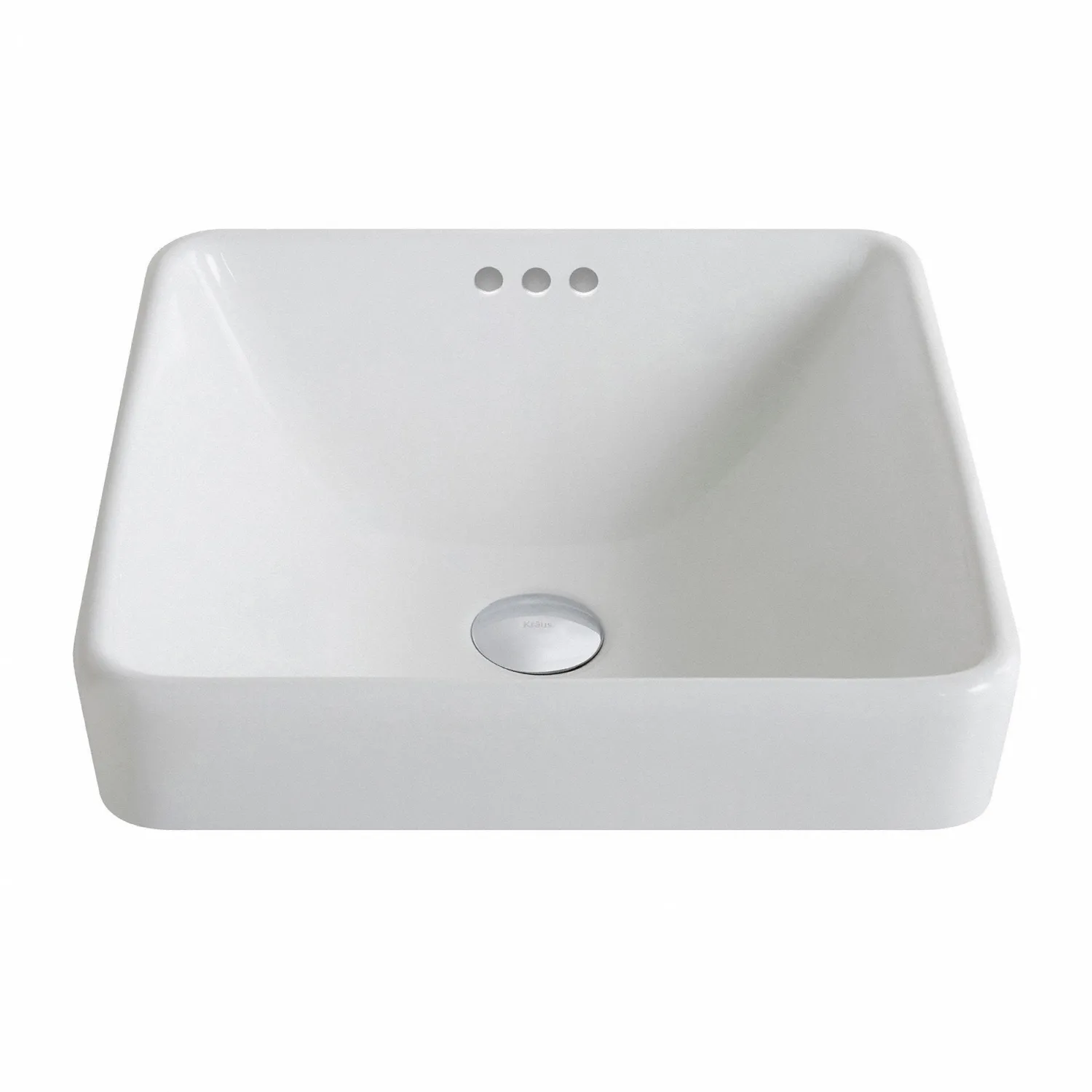 Best Elavo Series Square Ceramic Semi-Recessed Bathroom Sink in White with Overflow Semi-Recessed Sinks