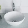 Hot Elavo Small Round Ceramic Vessel Bathroom Sink in White Above Counter / Vessel Sinks