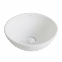 Hot Elavo Small Round Ceramic Vessel Bathroom Sink in White Above Counter / Vessel Sinks