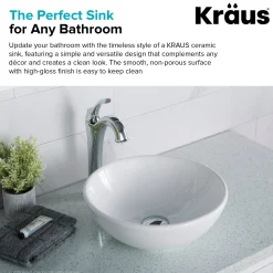 Hot Elavo Small Round Ceramic Vessel Bathroom Sink in White Above Counter / Vessel Sinks