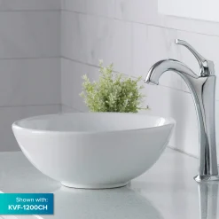 Hot Elavo Small Round Ceramic Vessel Bathroom Sink in White Above Counter / Vessel Sinks