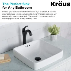 Outlet Elavo Square Semi-Recessed Vessel White Porcelain Bathroom Sink with Overflow, 16 1/2 