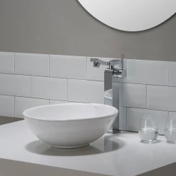 Discount ElavoWhite Ceramic Small Round Vessel Bathroom Sink & Pop Up drain Above Counter / Vessel Sinks