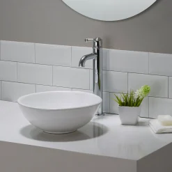 Discount ElavoWhite Ceramic Small Round Vessel Bathroom Sink & Pop Up drain Above Counter / Vessel Sinks
