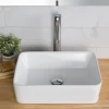Best Elavo 19" White Rectangular Porcelain Bathroom Vessel Sink with Ramus Single Handle Vessel Bathroom Sink Faucet with Pop-Up Drain Sink And Faucet Combos