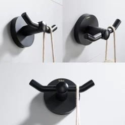 Elie Bathroom Robe and Towel Double Hook Robe Hooks