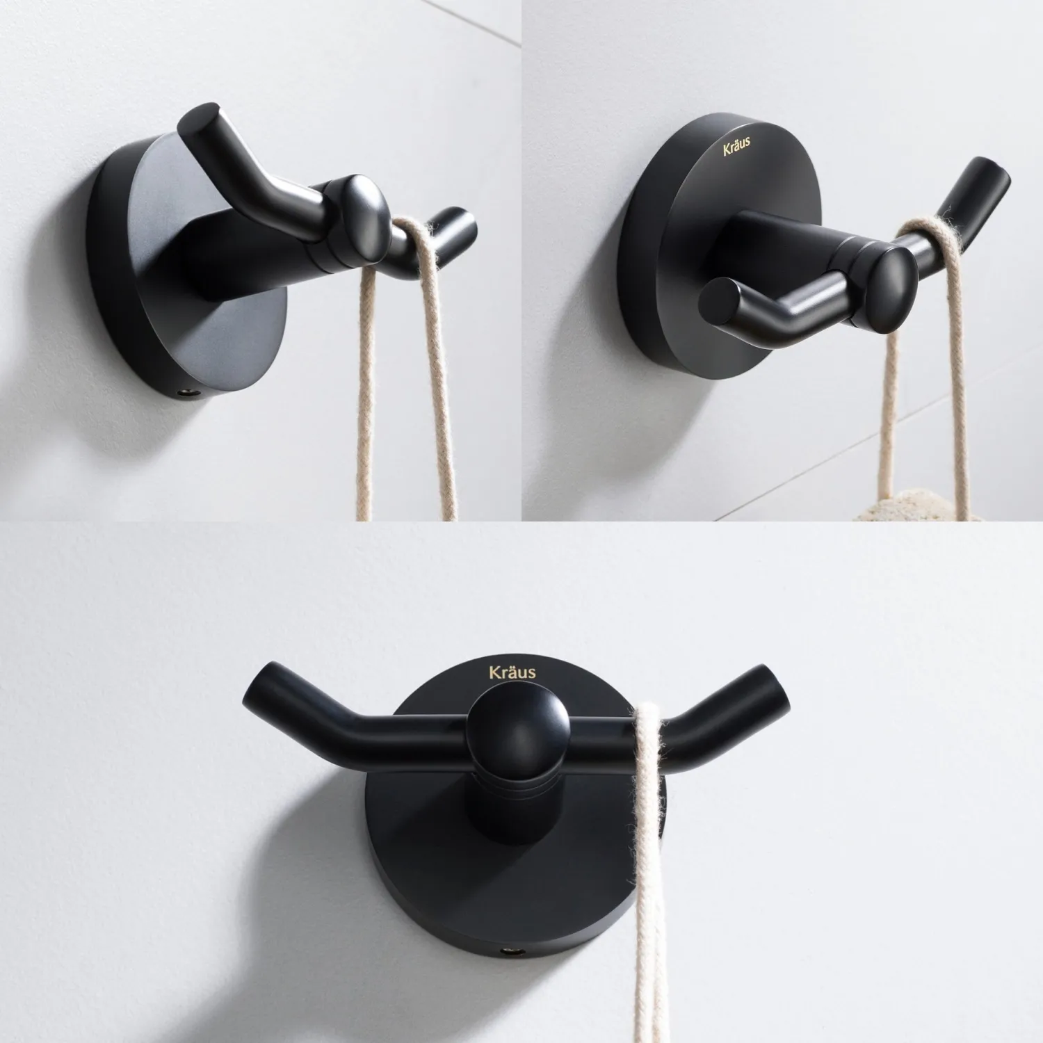 Elie Bathroom Robe and Towel Double Hook Robe Hooks
