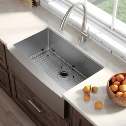 Online 33" Farmhouse Single Bowl Stainless Steel Kitchen Sink with NoiseDefend Soundproofing Stainless Steel Sinks|Single Bowl Sinks