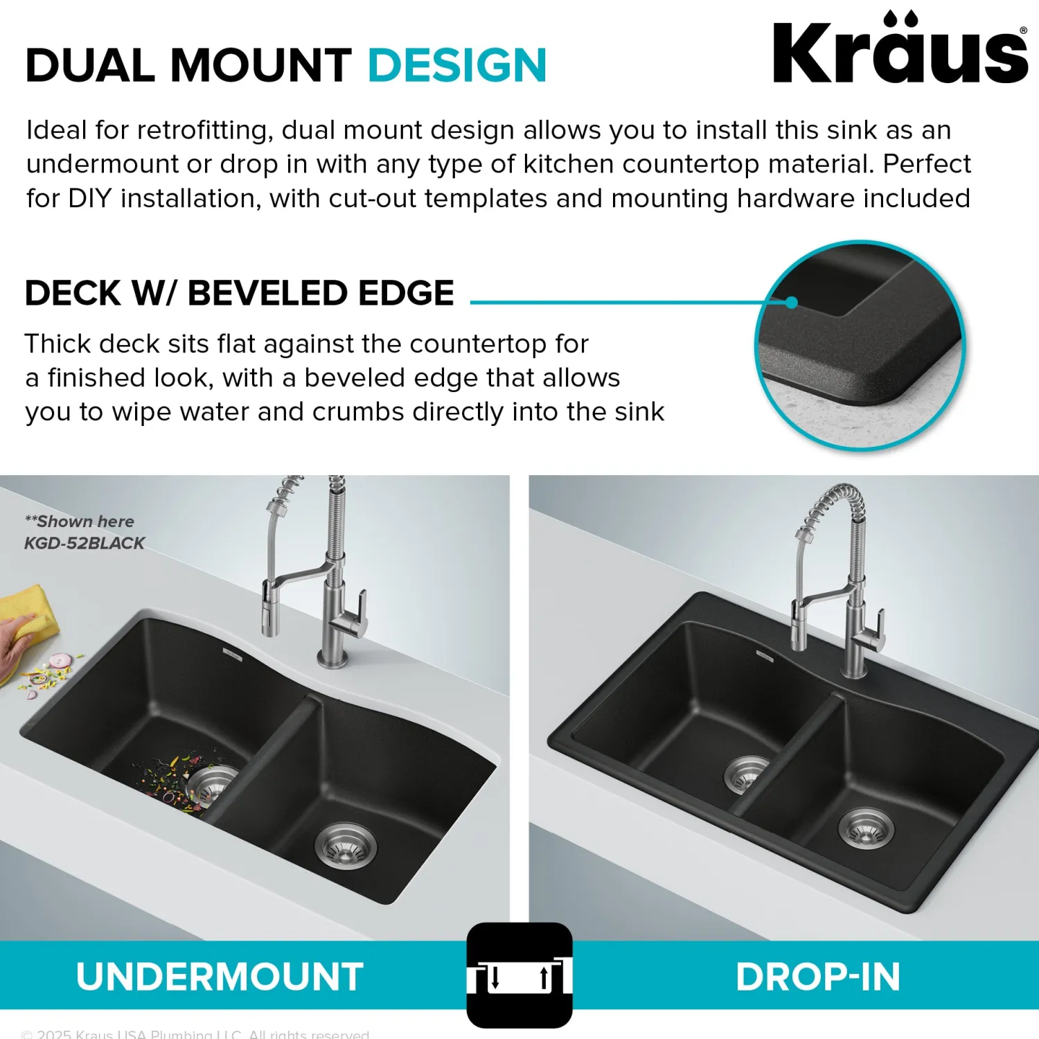 Discount Forteza 33” Granite Drop-In or Undermount 50/50 Double Bowl White Kitchen Sink Undermount Sinks|Composite & Quartz Sinks
