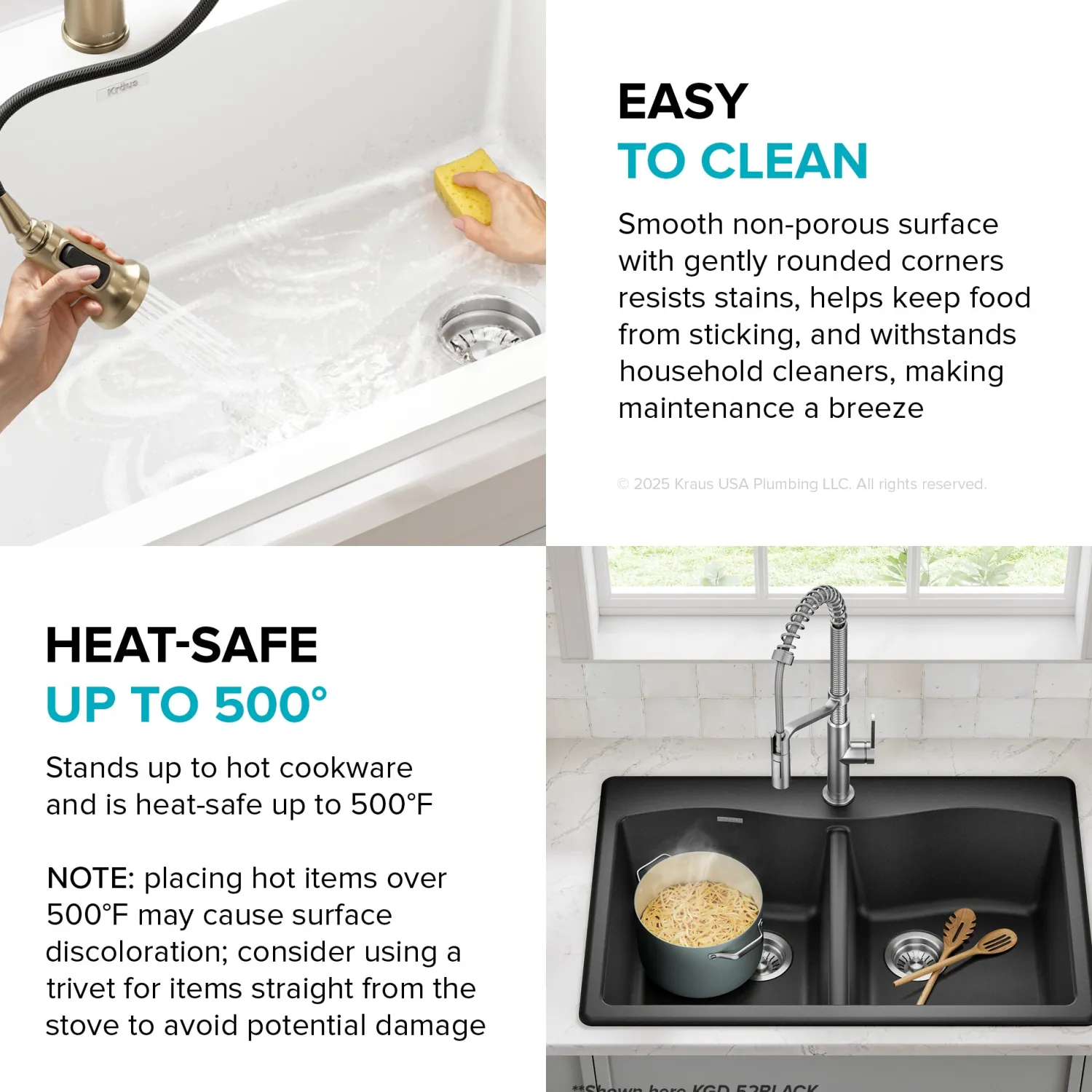Discount Forteza 33” Granite Drop-In or Undermount 50/50 Double Bowl White Kitchen Sink Undermount Sinks|Composite & Quartz Sinks