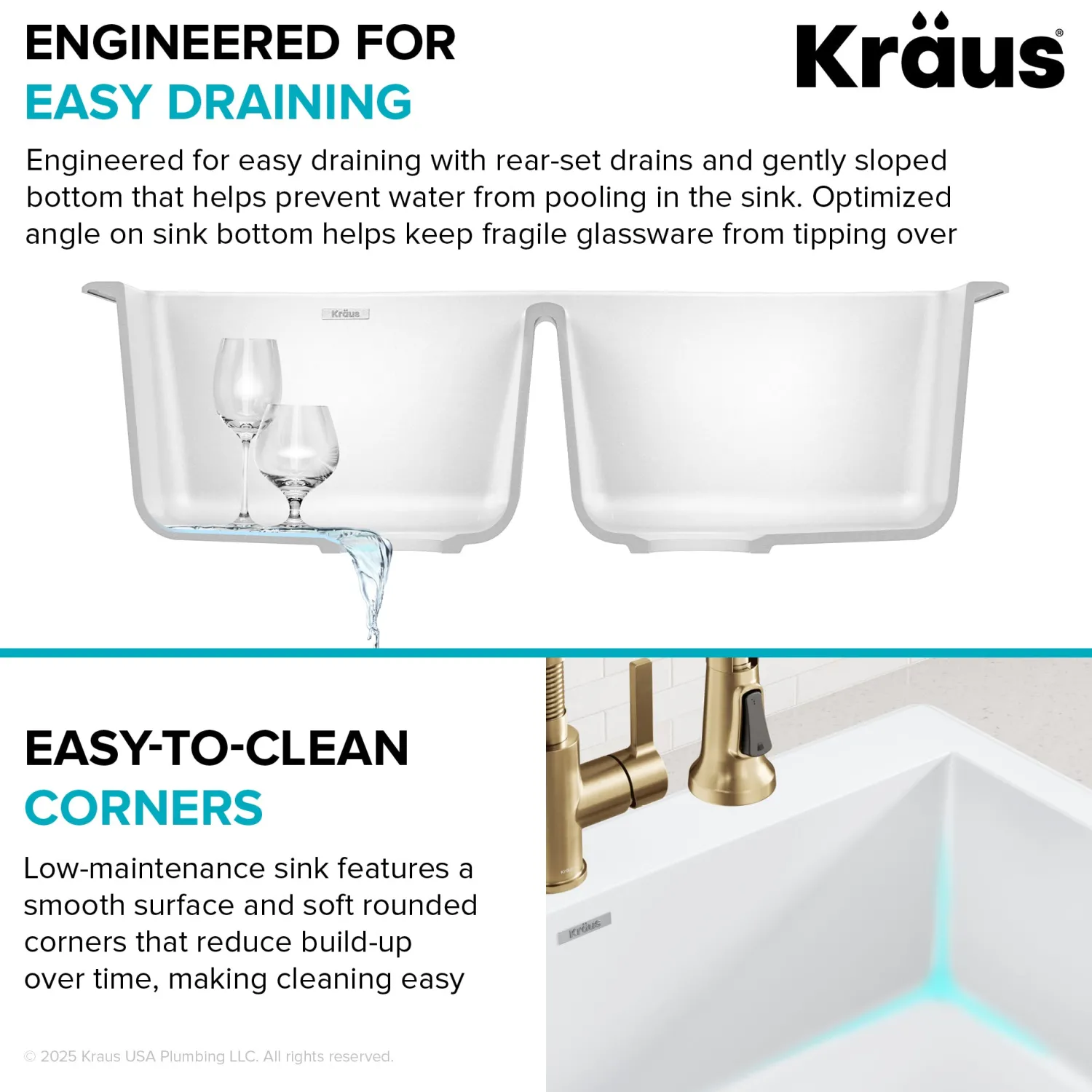 Discount Forteza 33” Granite Drop-In or Undermount 50/50 Double Bowl White Kitchen Sink Undermount Sinks|Composite & Quartz Sinks
