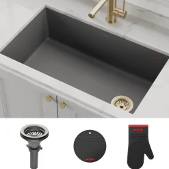 Best Forteza 32" Undermount Single Bowl Granite Kitchen Sink in Grey Single Bowl Sinks|Undermount Sinks