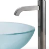 Sale Frosted 14" Glass Vessel Sink and Ramus Faucet Sink And Faucet Combos