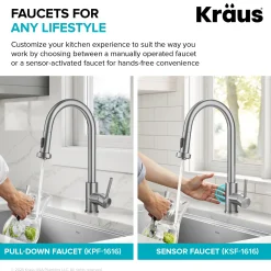 Online 2-Function Single Handle Pull Down Kitchen Faucet in Spot-Free Stainless Single Hole