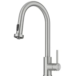 Online 2-Function Single Handle Pull Down Kitchen Faucet in Spot-Free Stainless Single Hole