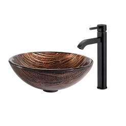 Hot Gaia Glass Vessel Sink and Ramus Faucet Sink And Faucet Combos|Above Counter / Vessel Sinks