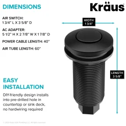 Online Garbage Disposal Push Button Air Switch Kit in Matte Black Garbage Disposals & Parts