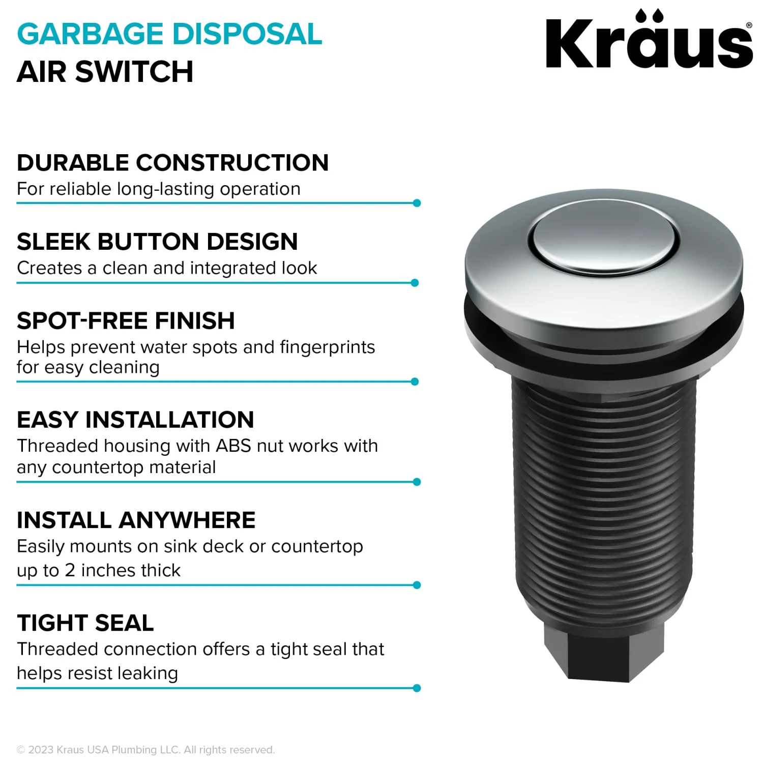 Discount Garbage Disposal Push Button Air Switch Kit in Chrome Garbage Disposals & Parts