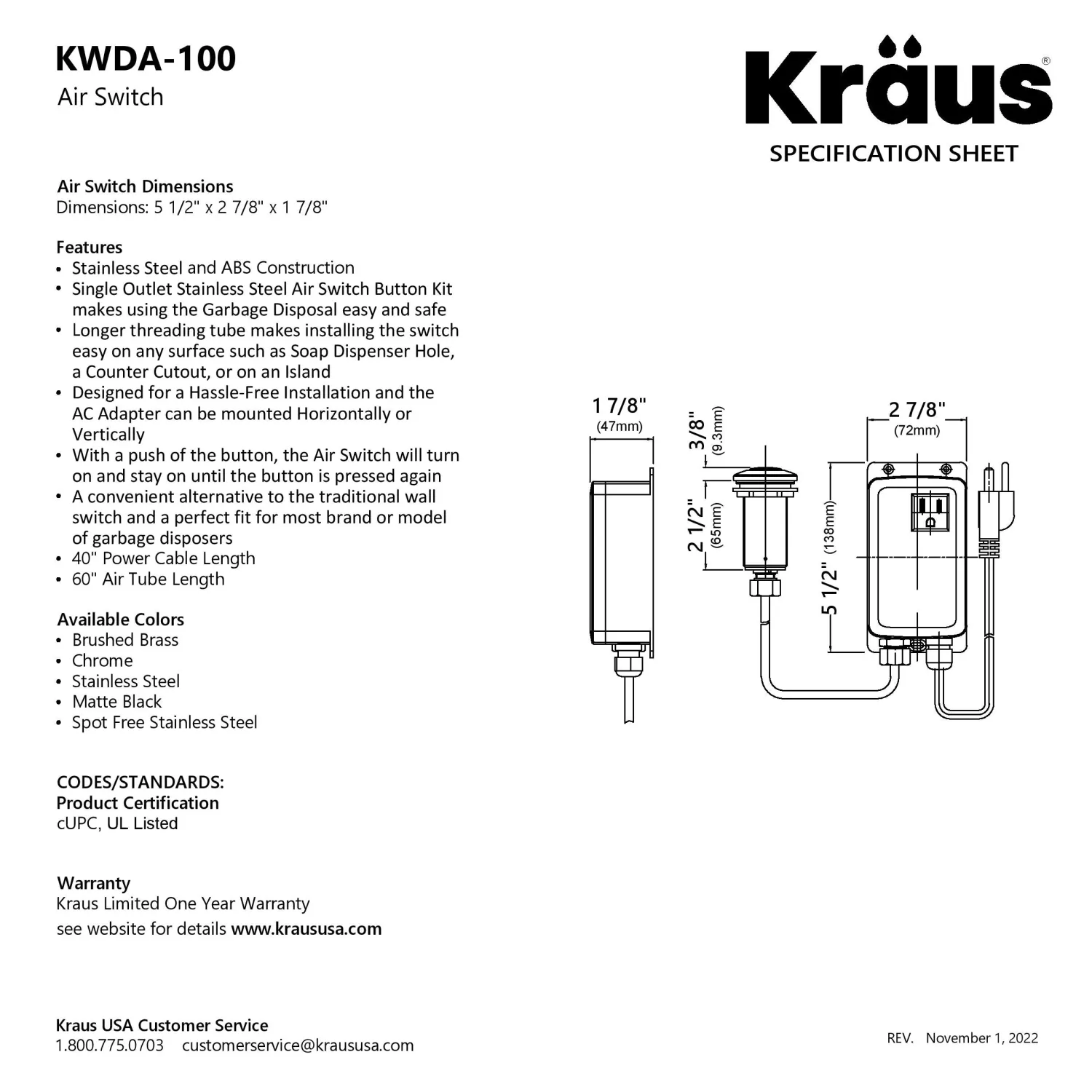 Discount Garbage Disposal Push Button Air Switch Kit in Chrome Garbage Disposals & Parts