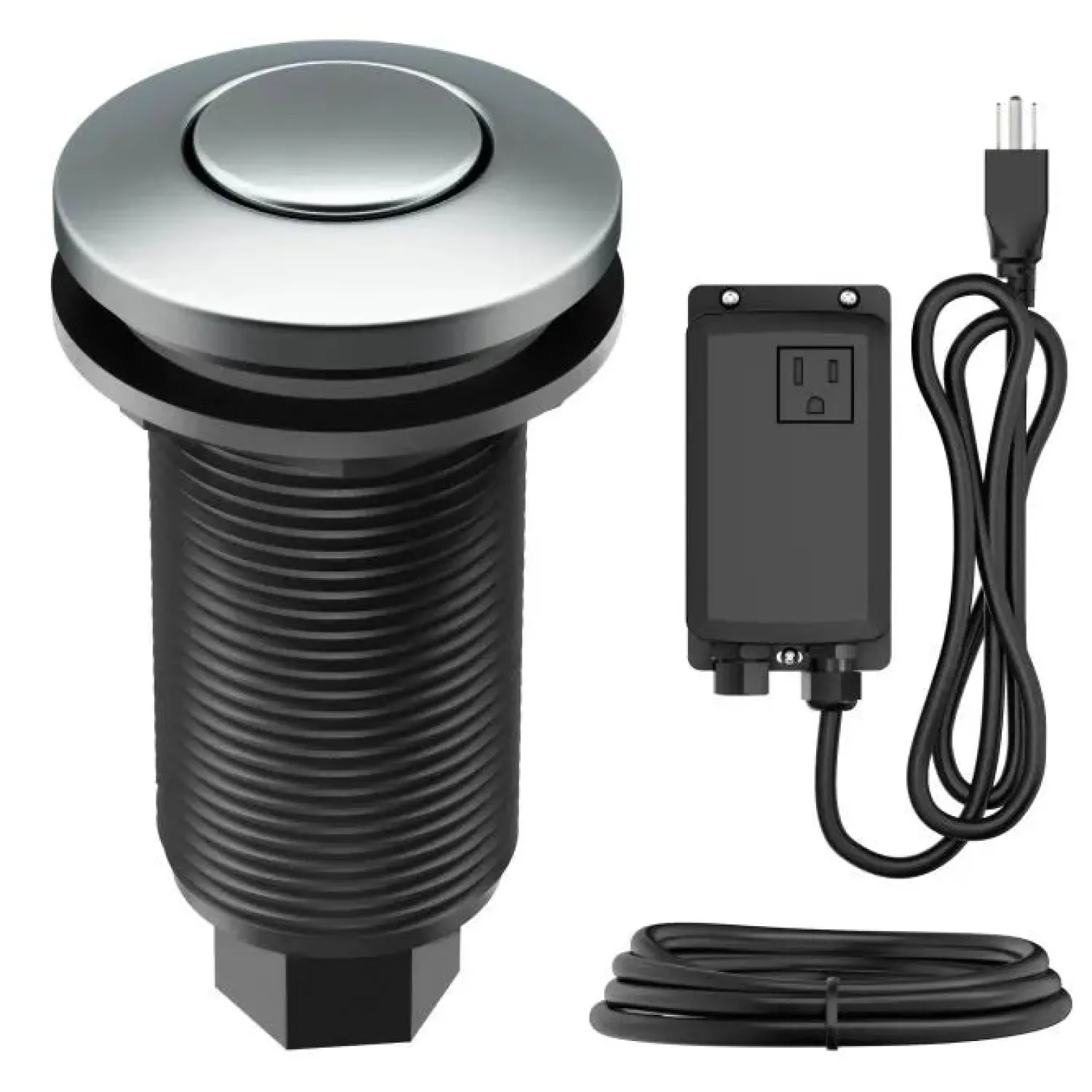 Discount Garbage Disposal Push Button Air Switch Kit in Chrome Garbage Disposals & Parts