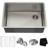27" 16 Gauge Undermount Single Bowl Stainless Steel Kitchen Sink with Off Center Drain Stainless Steel Sinks|Single Bowl Sinks