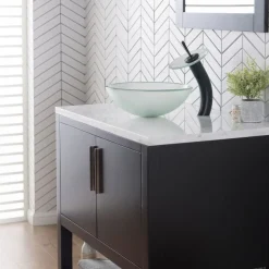 Clearance Glass Vessel Sink in Frosted Above Counter / Vessel Sinks