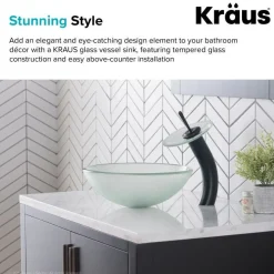 Clearance Glass Vessel Sink in Frosted Above Counter / Vessel Sinks