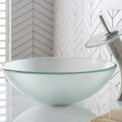Clearance Glass Vessel Sink in Frosted Above Counter / Vessel Sinks