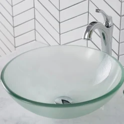 Clearance Glass Vessel Sink in Frosted Above Counter / Vessel Sinks