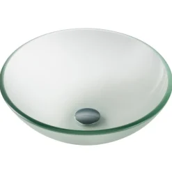 Clearance Glass Vessel Sink in Frosted Above Counter / Vessel Sinks
