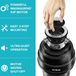 Clearance 1 HP Continuous Feed Garbage Disposal Garbage Disposals & Parts