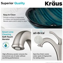 Hot 17-Inch Blue Glass Nature Series Bathroom Vessel Sink and Arlo Faucet Combo Set with Pop-Up Drain Sink And Faucet Combos|Above Counter / Vessel Sinks