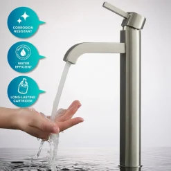 Sale 14-Inch Clear Glass Bathroom Vessel Sink and Ramus Faucet Combo Set with Pop-Up Drain Sink And Faucet Combos|Above Counter / Vessel Sinks