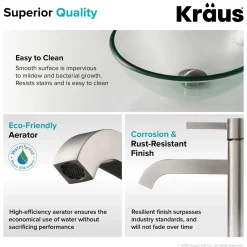 Sale 14-Inch Clear Glass Bathroom Vessel Sink and Ramus Faucet Combo Set with Pop-Up Drain Sink And Faucet Combos|Above Counter / Vessel Sinks