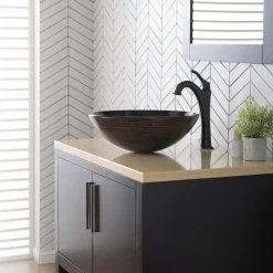 Discount 16 1/2-Inch Copper Brown Bathroom Vessel Sink and Arlo Faucet Combo Set with Pop-Up Drain Sink And Faucet Combos|Above Counter / Vessel Sinks