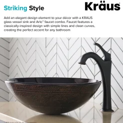 Discount 16 1/2-Inch Copper Brown Bathroom Vessel Sink and Arlo Faucet Combo Set with Pop-Up Drain Sink And Faucet Combos|Above Counter / Vessel Sinks