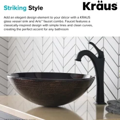 Discount 16 1/2-Inch Copper Brown Bathroom Vessel Sink and Arlo Faucet Combo Set with Pop-Up Drain Sink And Faucet Combos|Above Counter / Vessel Sinks
