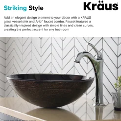 Discount 16 1/2-Inch Copper Brown Bathroom Vessel Sink and Arlo Faucet Combo Set with Pop-Up Drain Sink And Faucet Combos|Above Counter / Vessel Sinks