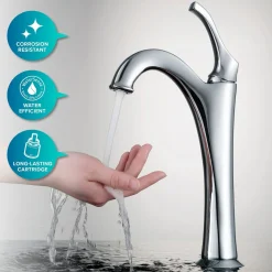 New 16 1/2-Inch Crystal Clear Glass Bathroom Vessel Sink and Arlo Faucet Combo Set with Pop-Up Drain Sink And Faucet Combos|Above Counter / Vessel Sinks