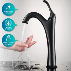 New 16 1/2-Inch Crystal Clear Glass Bathroom Vessel Sink and Arlo Faucet Combo Set with Pop-Up Drain Sink And Faucet Combos|Above Counter / Vessel Sinks