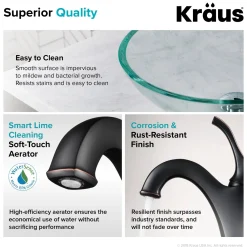 New 16 1/2-Inch Crystal Clear Glass Bathroom Vessel Sink and Arlo Faucet Combo Set with Pop-Up Drain Sink And Faucet Combos|Above Counter / Vessel Sinks